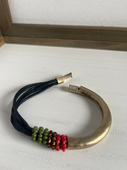 Vintage Gold and Cord Beaded Bracelet