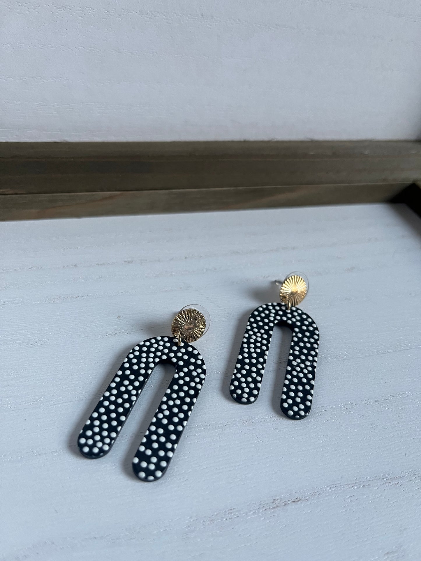 Textured White Drop Earrings