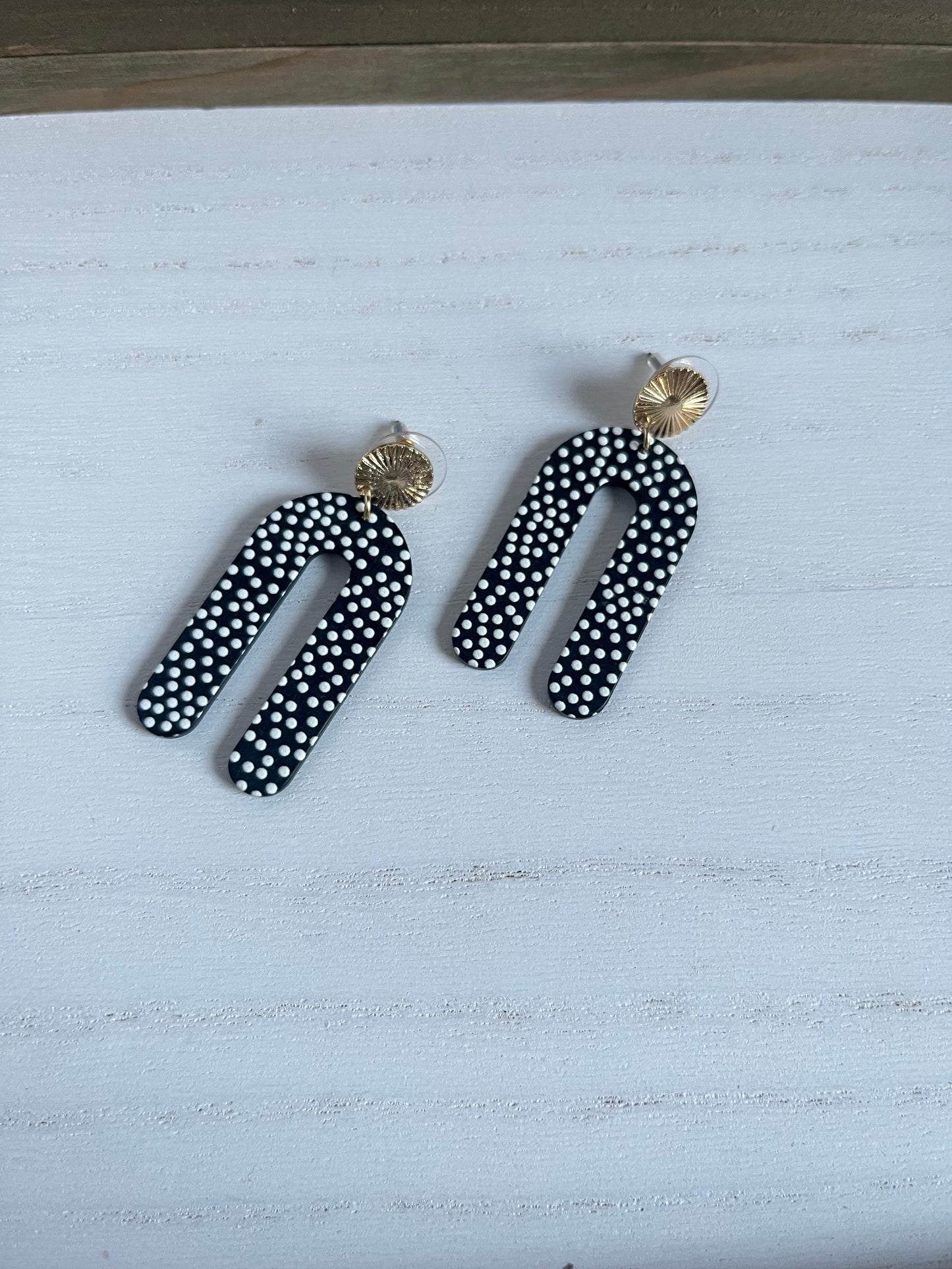 Textured White Drop Earrings