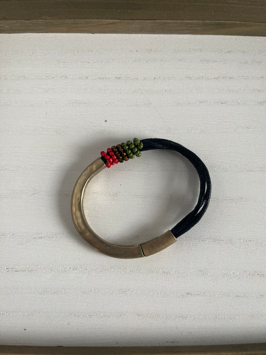 Vintage Gold and Cord Beaded Bracelet