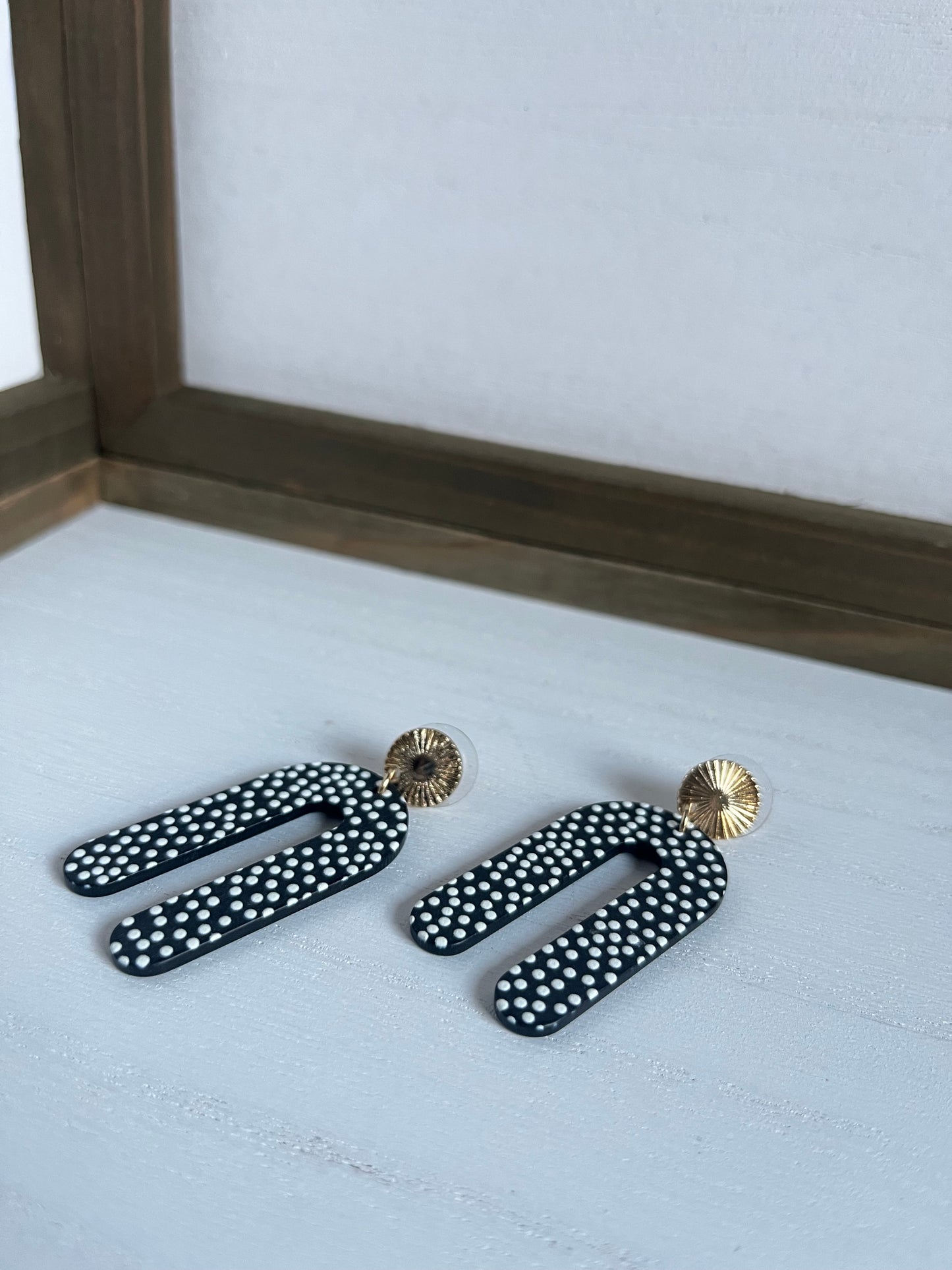 Textured White Drop Earrings