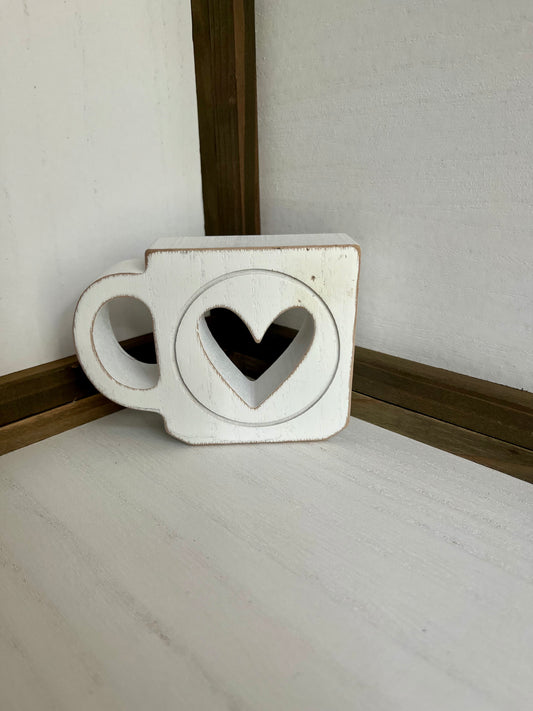 Wood Heart Mug Block